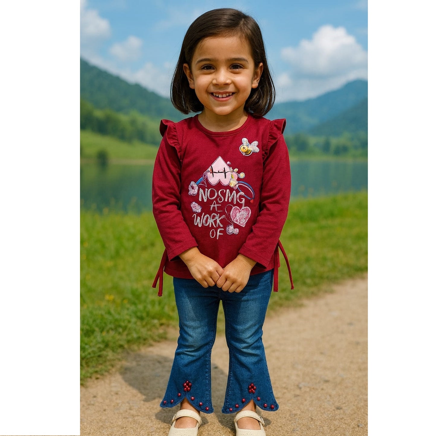 Kids girl suit with Jeans Pent