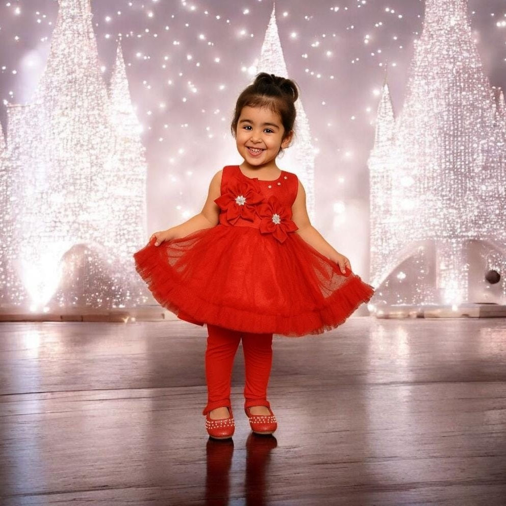 Girl Frock With Trouser & Big Flowers