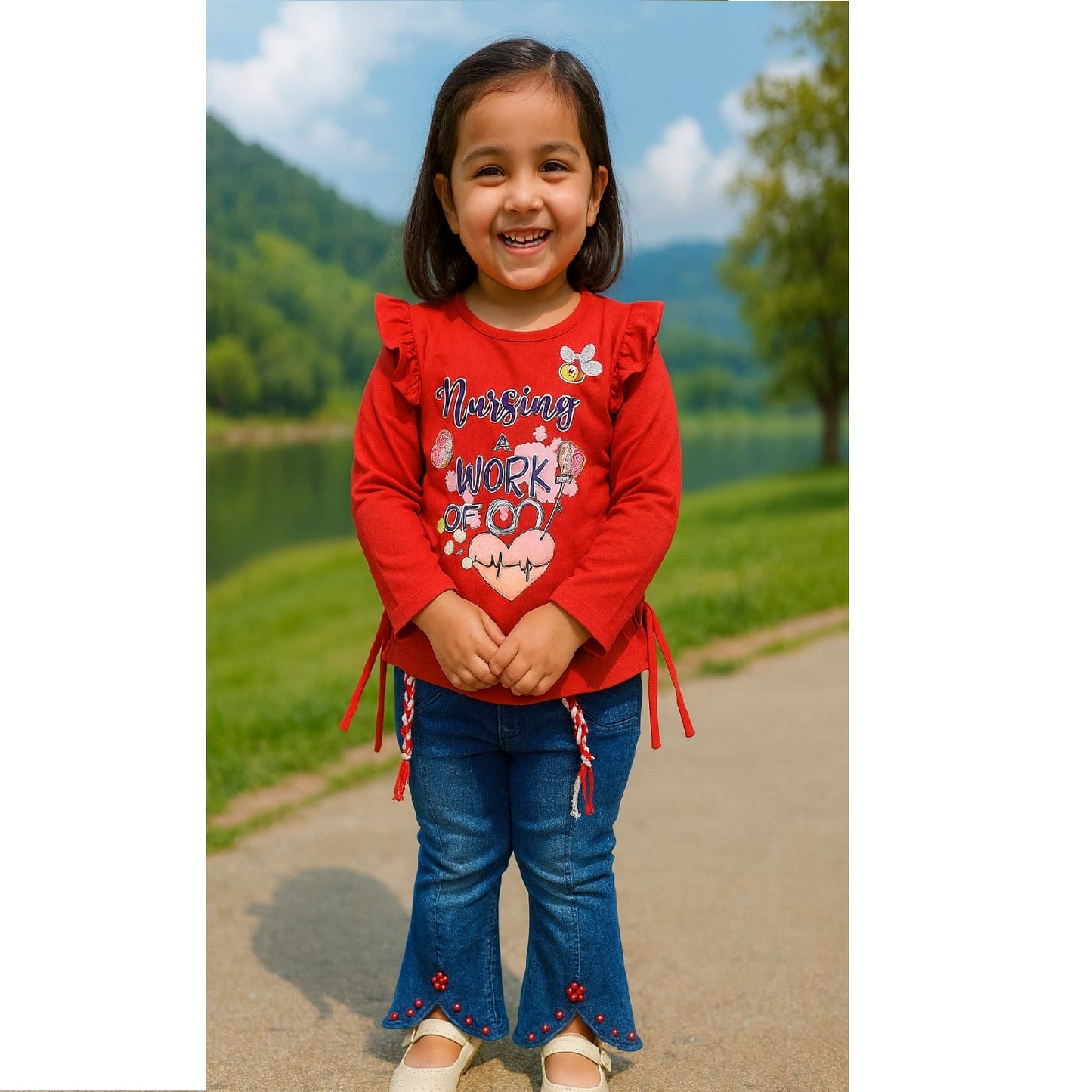 Kids girl suit with Jeans Pent